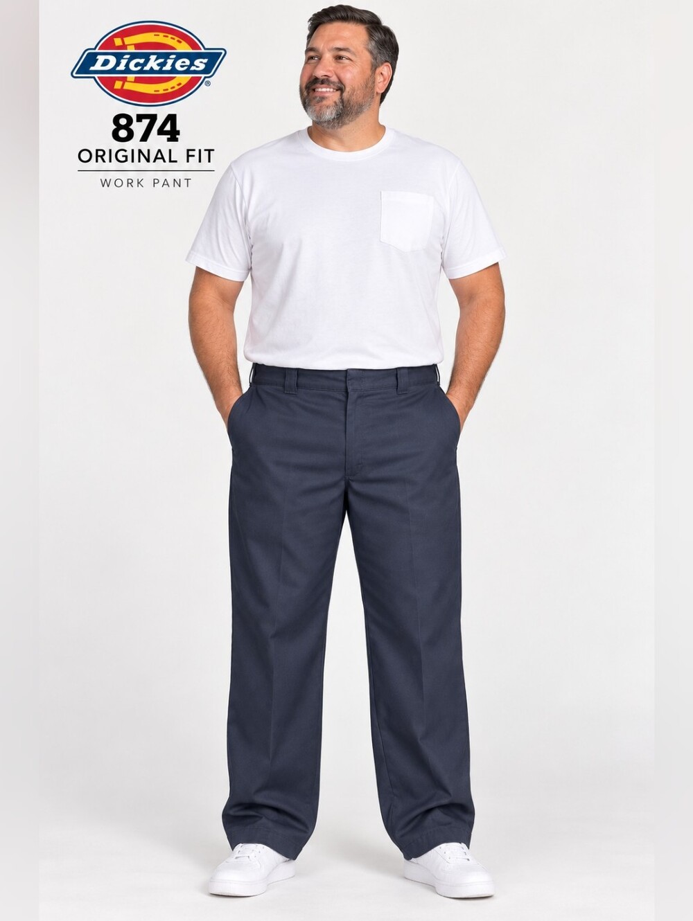 Dickies 874 Original Fit Navy Work Pants Sz 46-48 Straight Leg Utility Carpenter